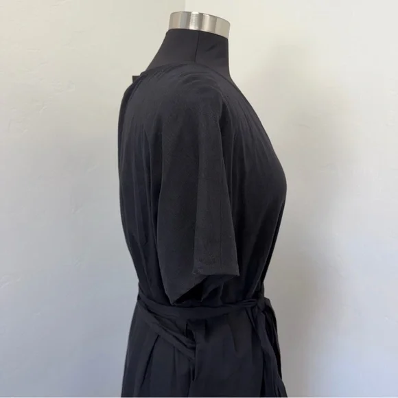 NWT Universal Standard Tulip Hem Linen Blend Black Wrap Dress Size 18-20 - Picture 7 of 13